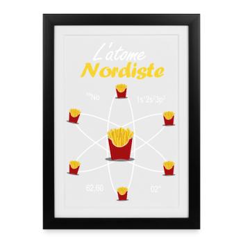 L'Atome Nordiste Frites Emblème Hauts-de-France - Affiche encadrée (27 × 37 cm) - noir - Devant
