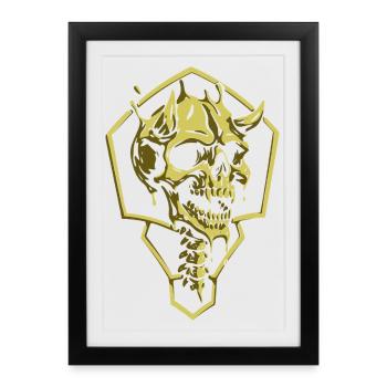 Crâne géométrique doré - Affiche encadrée (27 × 37 cm) - noir - Devant