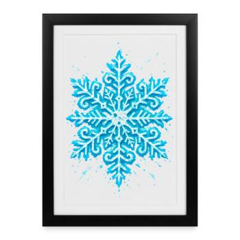 Flocon de neige | Montagne  | Ski | Snowboard - Affiche encadrée (27 × 37 cm) - noir - Devant