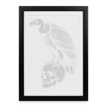 vulture sitting on the skull - Framed poster (27 × 37 cm) - black - Front