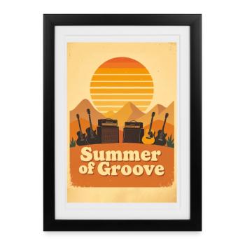 Groovy Seventies Sunset with Festival Energy - Framed poster (27 × 37 cm) - black - Front