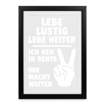 Message drôle de pension avec le signe de paix - Affiche encadrée (27 × 37 cm) - noir - Devant