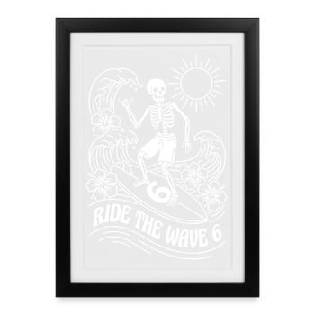 Surfeur squelette Surfeur de la Vague 6 - Affiche encadrée (27 × 37 cm) - noir - Devant