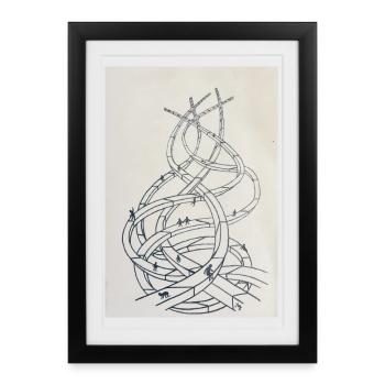 Loop labyrinth of paths - Framed poster (27 × 37 cm) - black - Front