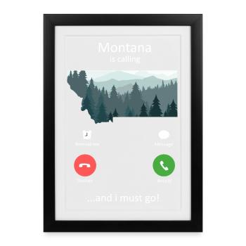 Le Montana m’appelle et je dois partir en voyage rétro dans la nature - Affiche encadrée (27 × 37 cm) - noir - Devant