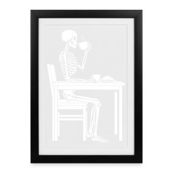 Skeleton Coffee Break - Framed poster (27 × 37 cm) - black - Front