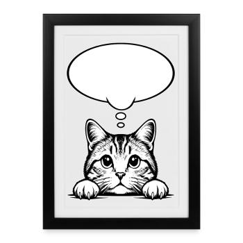 Scottish Straigh Cat Speech Bubble - Framed poster (27 × 37 cm) - black - Front
