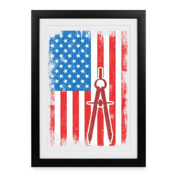 USA Patriotic Architect - Framed poster (27 × 37 cm) - black - Front