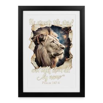 Leo Bible Verse Christian - Framed poster (27 × 37 cm) - black - Front