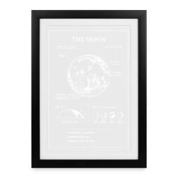 Lunar Blueprint Moon Map - Framed poster (27 × 37 cm) - black - Front