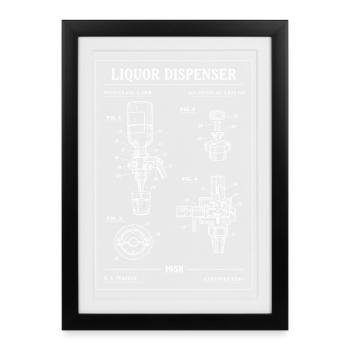 Vintage Blueprint Liquor Dispenser - Framed poster (27 × 37 cm) - black - Front
