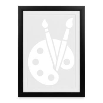 Peinture, palette de couleurs, pinceau, icône artistique - Affiche encadrée (27 × 37 cm) - noir - Devant