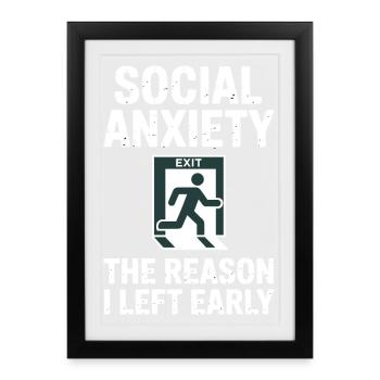 Humour pour introvertis : convivialité amusante - Affiche encadrée (27 × 37 cm) - noir - Devant