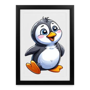 Charme de Pingouin Câlin - Affiche encadrée (27 × 37 cm) - noir - Devant