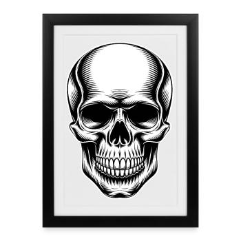 Conception de crâne pour fans de rock et de metal - Affiche encadrée (27 × 37 cm) - noir - Devant