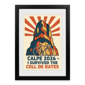 Affiche vintage de cyclisme Calpe 2026 - Affiche encadrée (27 × 37 cm) - noir - Devant