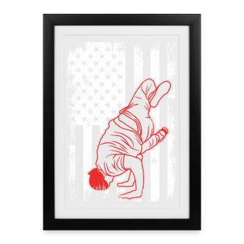 USA Flag Patriotic Break Dancer - Framed poster (27 × 37 cm) - black - Front