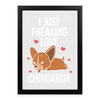 J’adore les chihuahuas - Affiche encadrée (27 × 37 cm) - noir - Devant