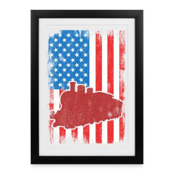 July 4 USA Railroad - Framed poster (27 × 37 cm) - black - Front