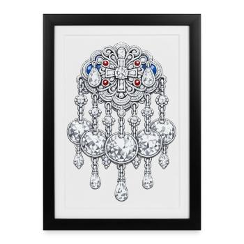 Sølje brooch silver with diamond - Framed poster (27 × 37 cm) - black - Front