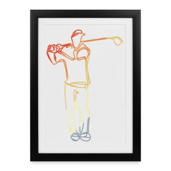 Look vintage de golfeur - Affiche encadrée (27 × 37 cm) - noir - Devant