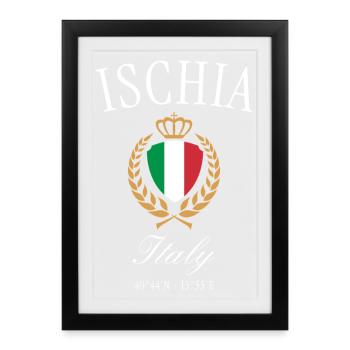 Ischia Italien Wappen Krone – Reise Souvenir - Gerahmtes Poster (27 × 37 cm) - Schwarz - Vorne