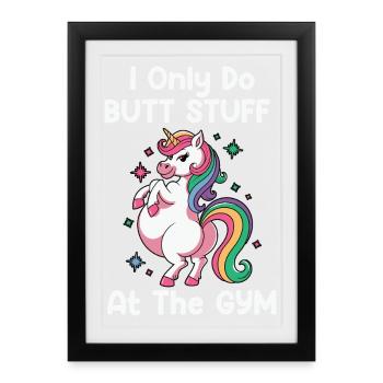 Pastel Unicorn Gym Humor Butt stuff sexy - Framed poster (27 × 37 cm) - black - Front