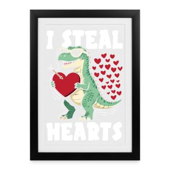 Cœur rétro design de la Saint-Valentin Amour - Affiche encadrée (27 × 37 cm) - noir - Devant