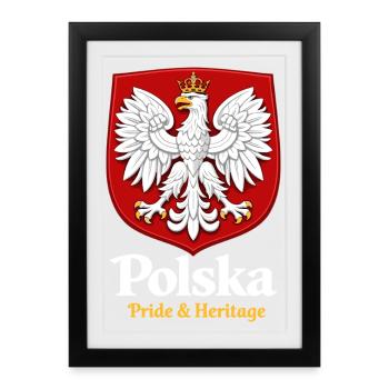 Polska Fierté & Patrimoine – T-shirt Pologne - Affiche encadrée (27 × 37 cm) - noir - Devant