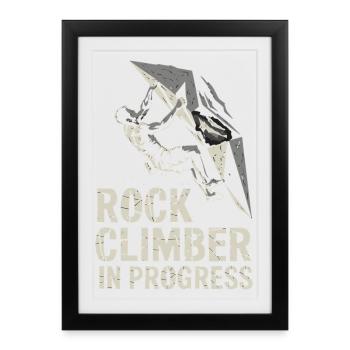 Grimpeur de paroi rocheuse en construction - Affiche encadrée (27 × 37 cm) - noir - Devant