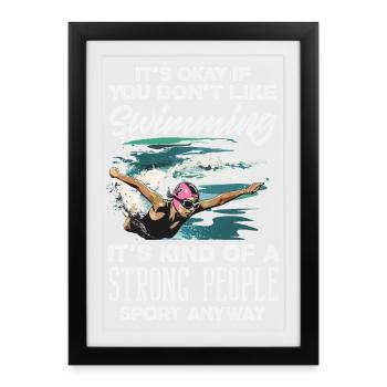 Dictons drôles de nageurs et conception de clubs de natation - Affiche encadrée (27 × 37 cm) - noir - Devant