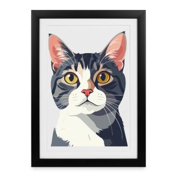Cat portrait in vector style - Framed poster (27 × 37 cm) - black - Front
