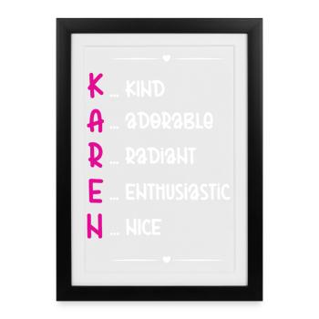 Don du nom Karen - Affiche encadrée (27 × 37 cm) - noir - Devant