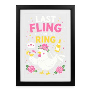 Last Fling Before The Ring Hen Hen - Framed poster (27 × 37 cm) - black - Front