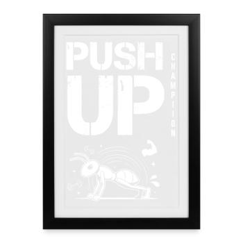 Push Up Champion Ant Funny Fitness Motif - Framed poster (27 × 37 cm) - black - Front