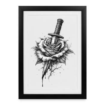 Rose With Dagger Gothic Graphic - Framed poster (27 × 37 cm) - black - Front