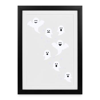 Fantômes Fantômes Ghost Hour Cadeau effrayant - Affiche encadrée (27 × 37 cm) - noir - Devant