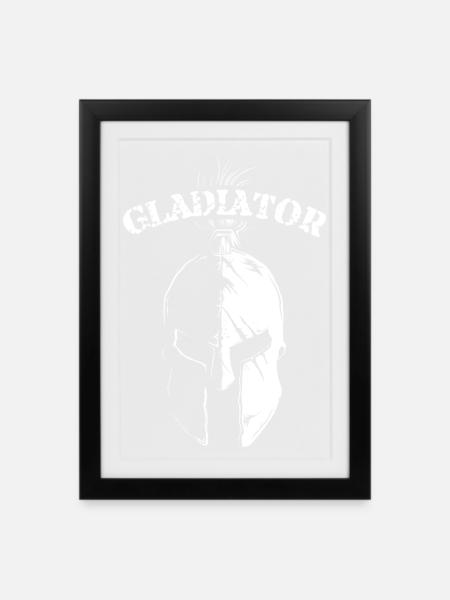 Gladiator Helm 300 Fighter Geschichte Römer Symbol - Gerahmtes Poster (27 × 37 cm) - Schwarz