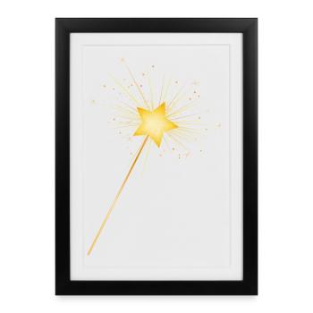 golden star magic wand for fairies to conjure - Framed poster (27 × 37 cm) - black - Front