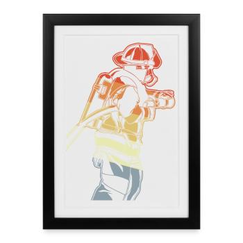 Pompier - Affiche encadrée (27 × 37 cm) - noir - Devant