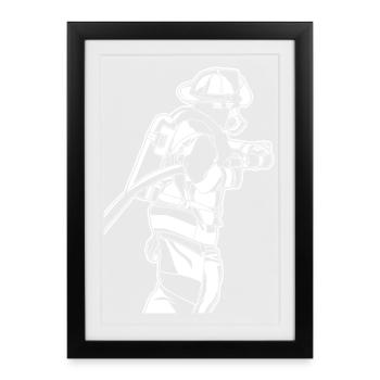 Firefighter Sketch - Framed poster (27 × 37 cm) - black - Front