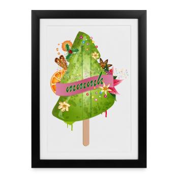 luminous Christmas tree ice cream and Christmas decorations - Framed poster (27 × 37 cm) - black - Front