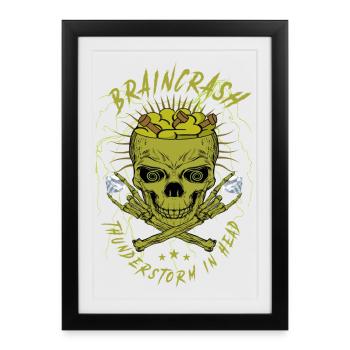 Brain Chaos Skull - Framed poster (27 × 37 cm) - black - Front