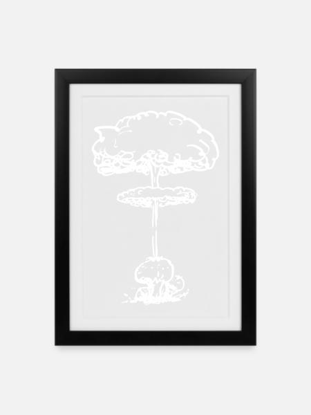 Nuklearer Pollenpilz (weiß) - Gerahmtes Poster (27 × 37 cm) - Schwarz