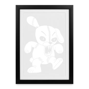 Lapin blanc monstrueux - Affiche encadrée (27 × 37 cm) - noir - Devant