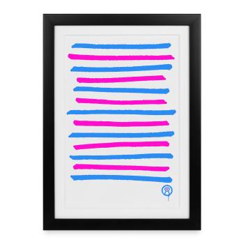 Sprayed graffiti lines, printing color freely selectable - Framed poster (27 × 37 cm) - black - Front
