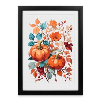 Pumpkin with leaves - Framed poster (27 × 37 cm) - black - Front