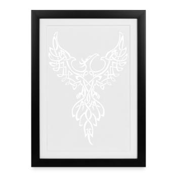 White Phoenix Symbol - Framed poster (27 × 37 cm) - black - Front