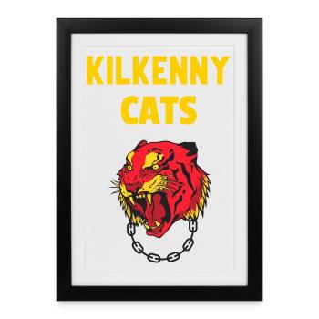 Kilkenny Cats Ireland with a Tiger Cat - Framed poster (27 × 37 cm) - black - Front