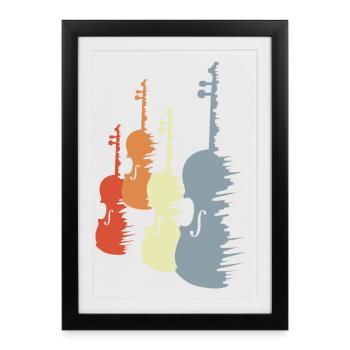 Croquis de violon - Affiche encadrée (27 × 37 cm) - noir - Devant